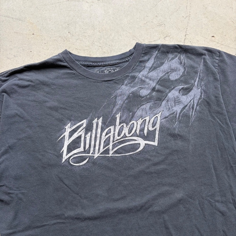 Billabong Mens Y2K Graphic T-Shirt XL Black Organic Cotton Tribal Surf Tee
